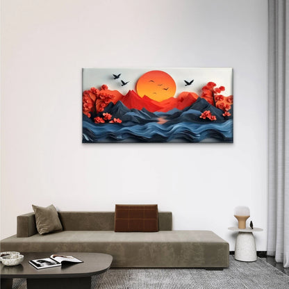 Birds Flying Over Mountains Wall Art Canvas Office Home Room Framed 120x60cm