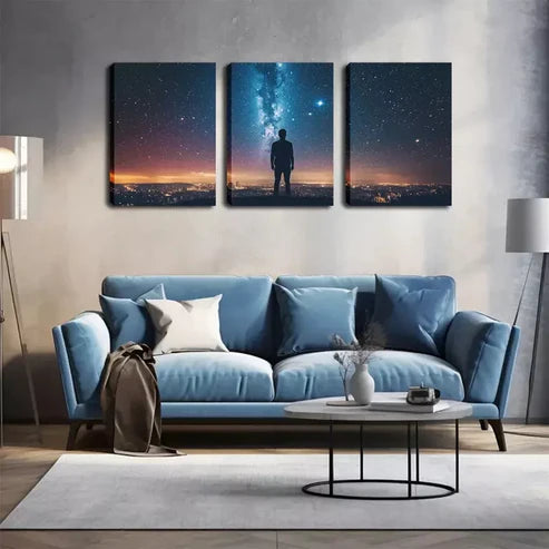 3pcs Man And for Galaxy Wall Art Canvas Unframed - High Quality Print 100% Australian Made Wall Canvas