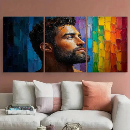 3pcs Male Body Impasto Illustration Wall Art Set Canvas Framed 40x60cm - High Quality Print 100% Australian Made Wall Canvas Ready to Hang
