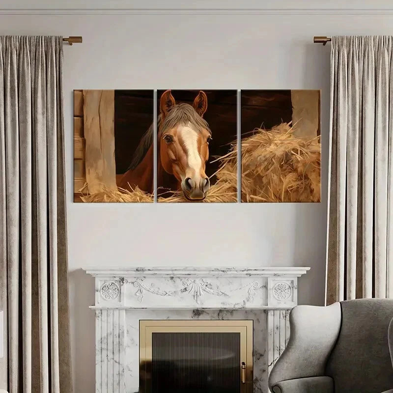 3pcs Barn Scene Warm Tones Cozy Atmosphere Metal Print Ready to Hang Art - Bella Home Decor