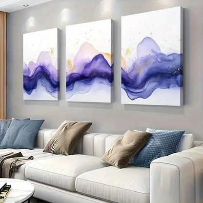 3pcs Abstract Purple Mountain Landscape Wall Art Set Canvas Framed 60x90cm - High Quality Print 100% Australian Made Wall Canvas Ready to Hang - Bella Home Decor