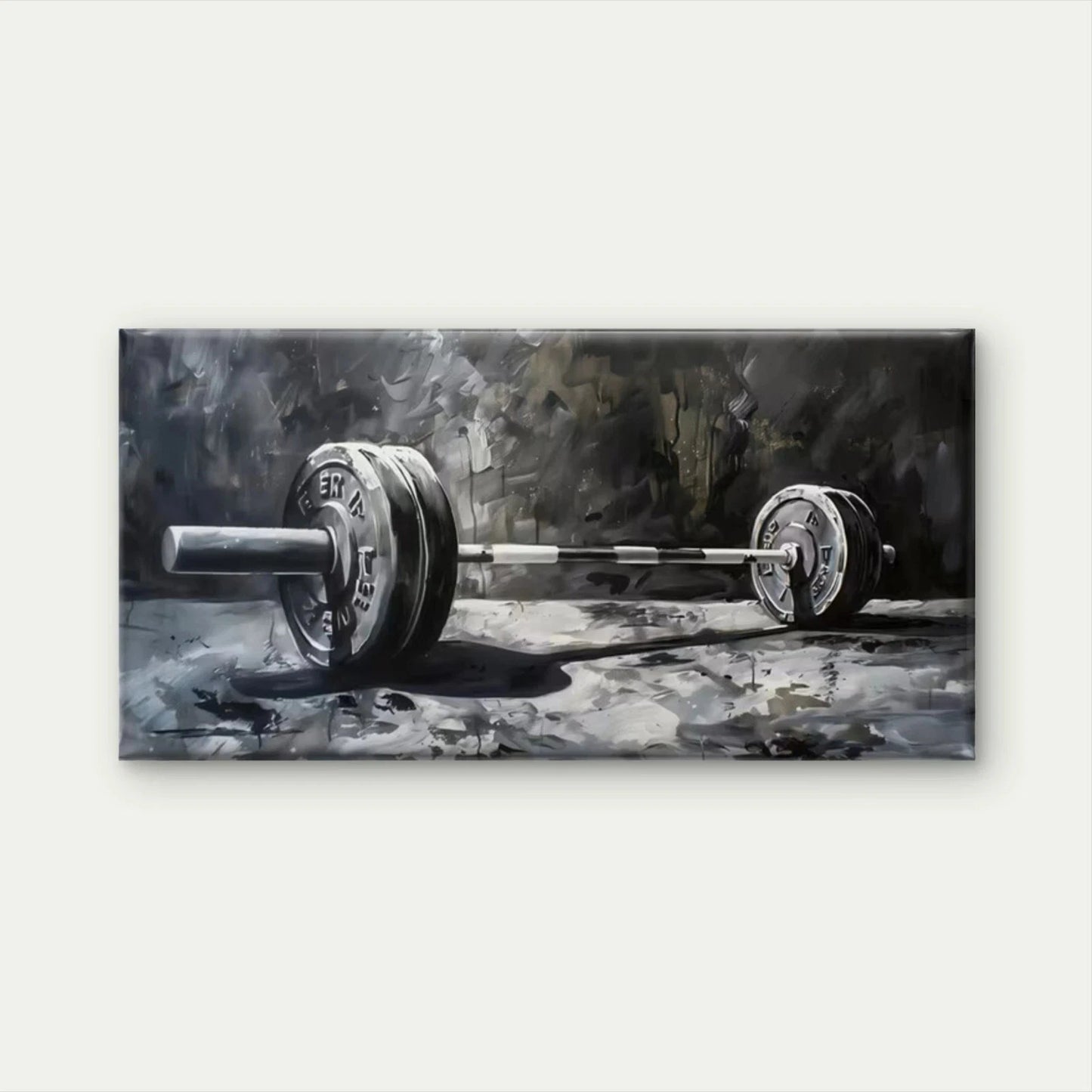 Black & White Weightlifting Wall Art Canvas Office Home Room Framed 120x60cm