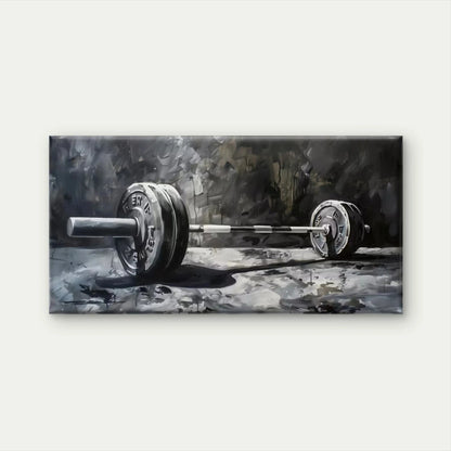 Black & White Weightlifting Wall Art Canvas Office Home Room Framed 120x60cm