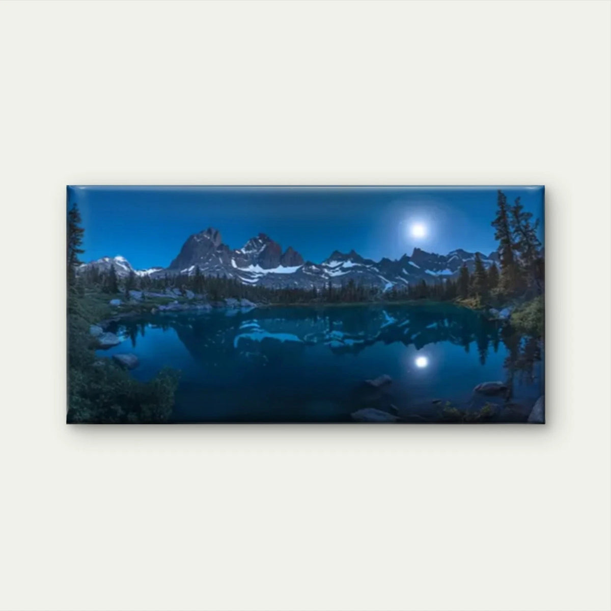 Moon Over Sierra Mountain Lake Wall Art Canvas Office Home Room Framed 120x60cm