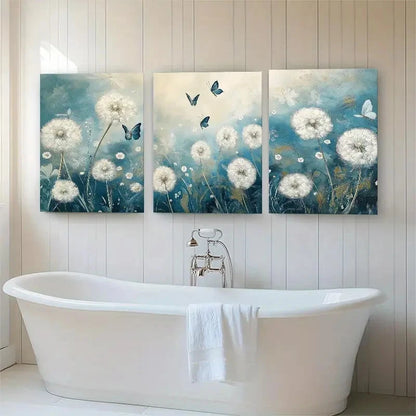 3pcs Dandelion and Butterfly Wall Art Set Canvas Framed 60x90cm - High Quality Print 100% Australian Made Wall Canvas Ready to Hang - Bella Home Decor