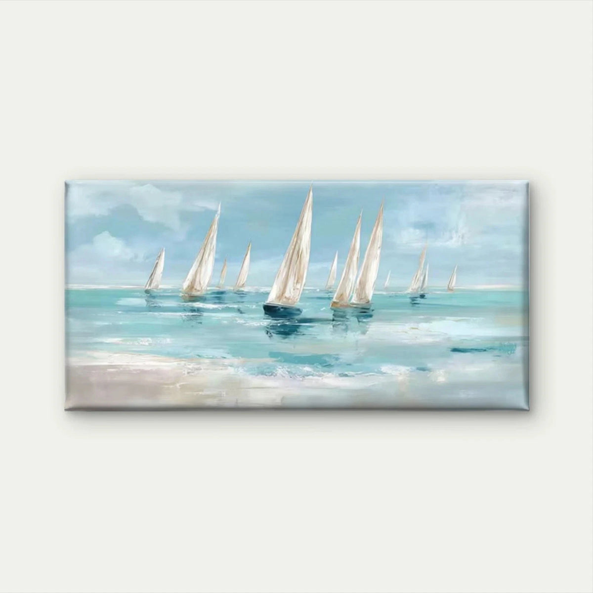 Nautical Sailing Boats on Sea Wall Art Canvas Office Home Room Framed 120x60cm