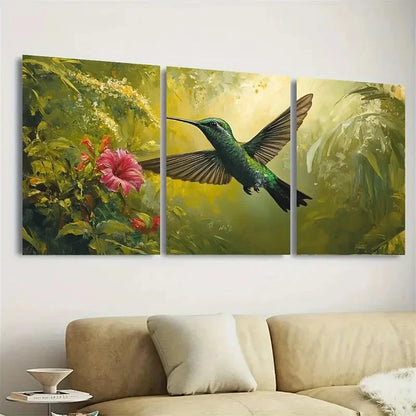 3pcs Tropical Bird Wall Art Set Canvas Framed 50x70cm - High Quality Print 100% Australian Made Wall Canvas Ready to Hang - Bella Home Decor
