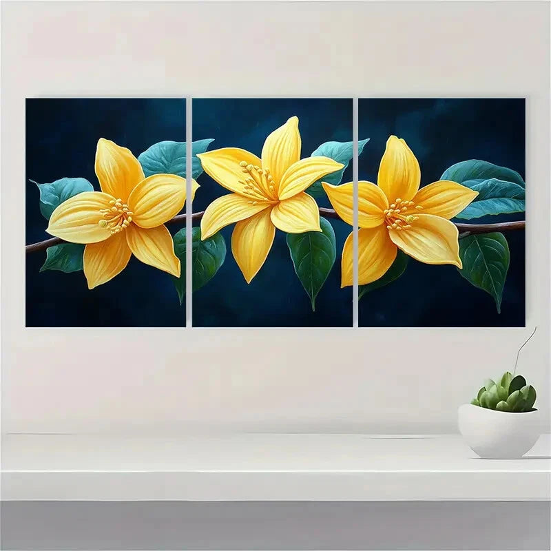 3pcst Ylang Ylang Art Plant Painting Art Metal Print Ready to Hang Art - Bella Home Decor