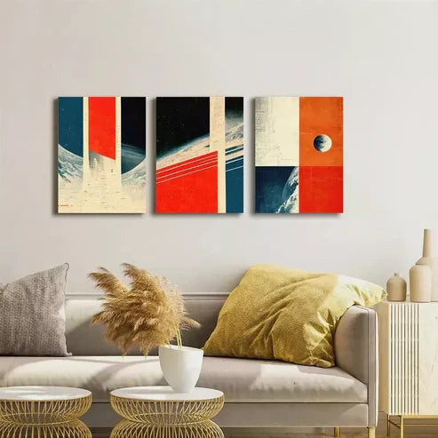 3pcs  Modern Abstract Space Universe Design Wall Art Canvas Unframed - High Quality Print 100% Australian Made Wall Canvas - Bella Home Decor