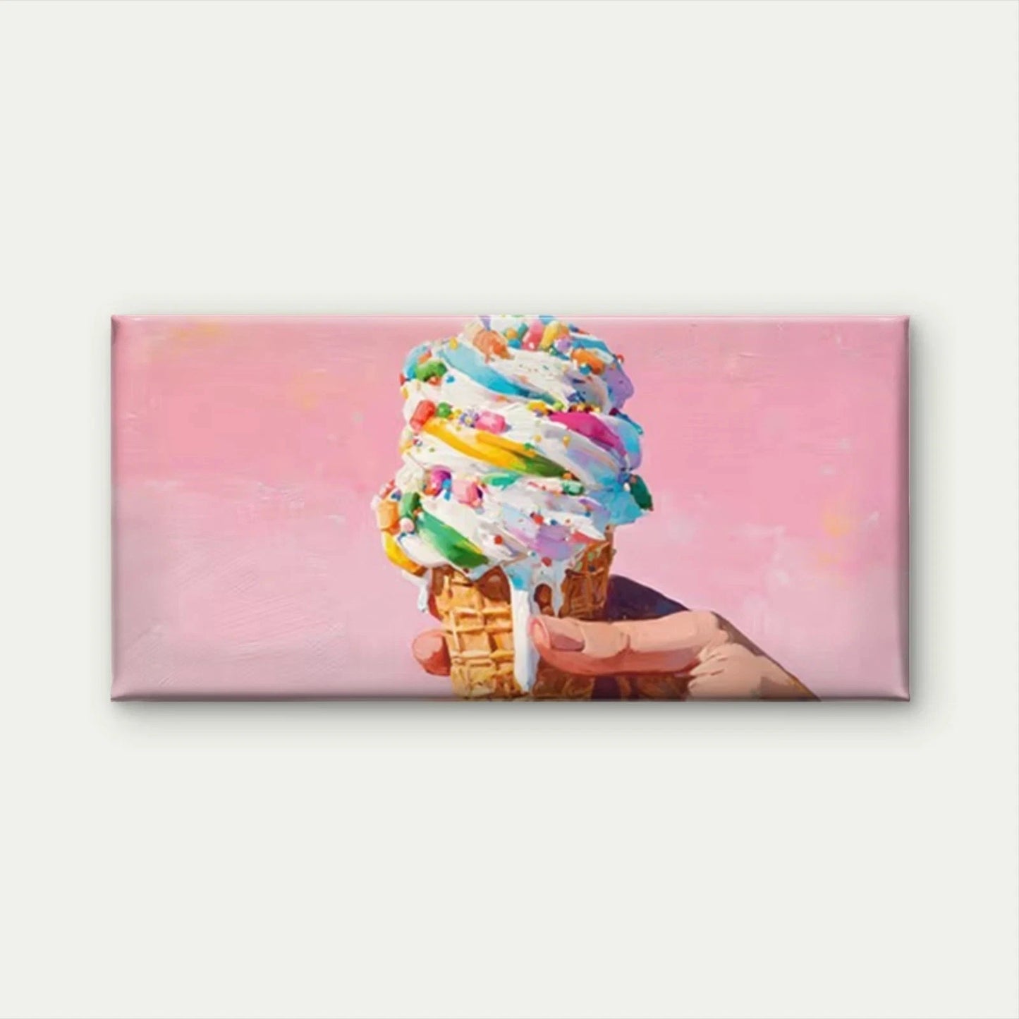 Ice Cream with Colorful SprinkleWall Art Canvas Office Home Room Framed 120x60cm