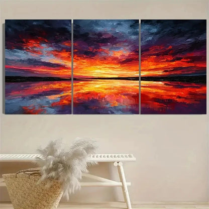 3pcs Dramatic Sunset Landscape Wall Art Set Canvas Framed 50x70cm - High Quality Print 100% Australian Made Wall Canvas Ready to Hang - Bella Home Decor