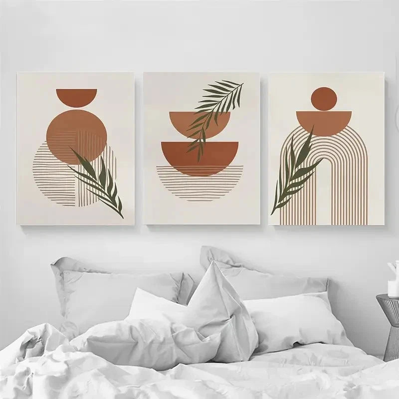 3pcs Abstract Geometric Pattern Metal Print Ready to Hang Art - Bella Home Decor