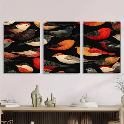 3pcs Abstract Birds Pattern Wall Art Set Canvas Framed 60x90cm - High Quality Print 100% Australian Made Wall Canvas Ready to Hang - Bella Home Decor