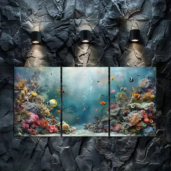 3pcs Vibrant Coral Reef Wall Art Canvas Unframed - High Quality Print 100% Australian Made Wall Canvas