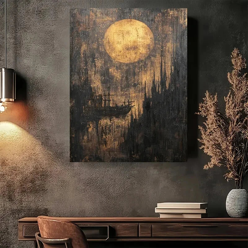 Beautiful Full Moon Serenity Wrapped Painting 40x60cm Metal Print Ready to Hang - Bella Home Decor