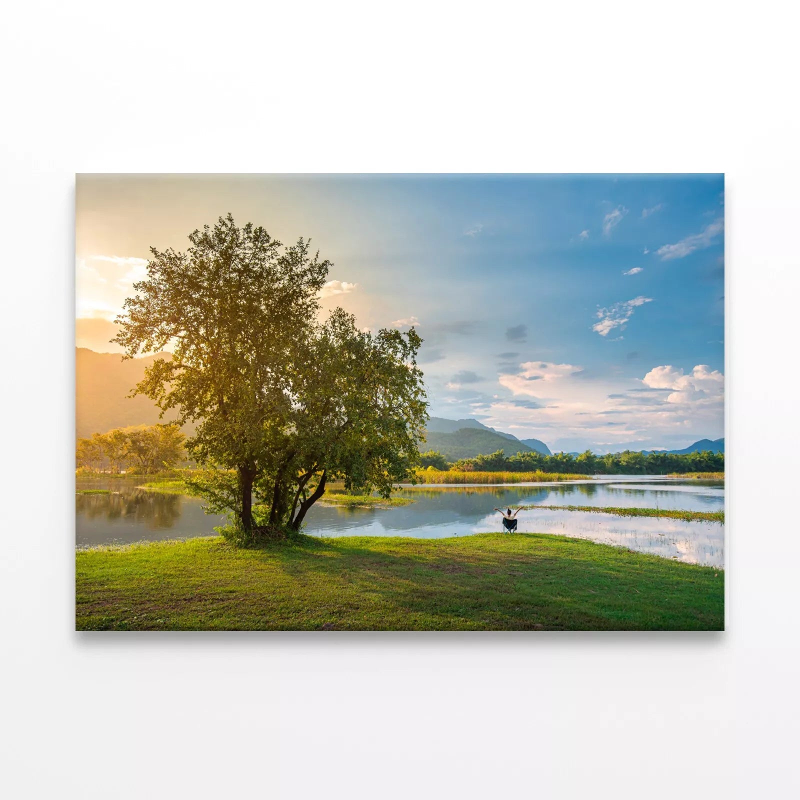 Woman Sitting On A Bench At Lake Wall Art Decor 100% Australian Made - Bella Home Decor