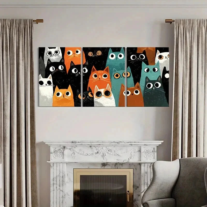3pcs Colorful Artistic Design Playful Modern Metal Print Ready to Hang Art - Bella Home Decor
