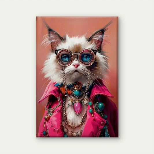 Fashion Cat, Oil Painting 60x90cm Metal Print Ready to Hang