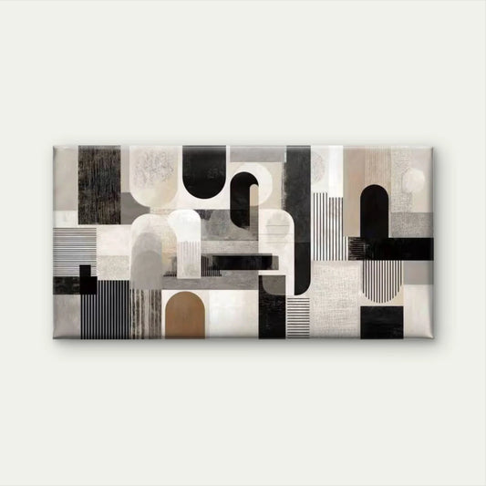 Neutral Geometric Arches & Line Wall Art Canvas Office Home Room Framed 120x60cm