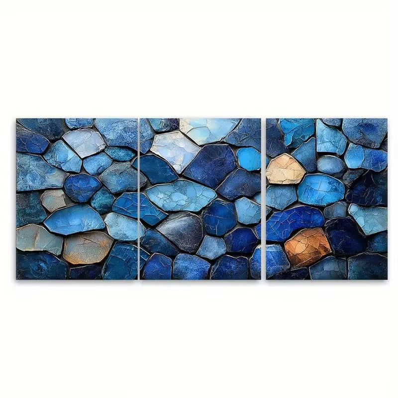 3pcs Abstract Expressionist Mosaic Metal Print Ready to Hang Art - Bella Home Decor