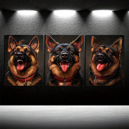 3pcs Charming Dog Smile in Dark Background Metal Print Ready to Hang Art - Bella Home Decor