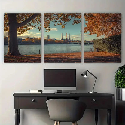 3pcs Battersea Park London Pagoda Metal Print Ready to Hang Art
