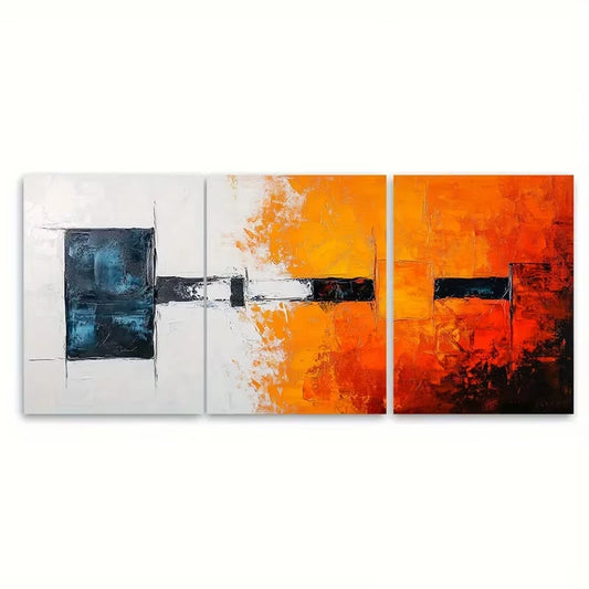 3pcs White Painting Colorful Textured Abstract Metal Print Ready to Hang Art