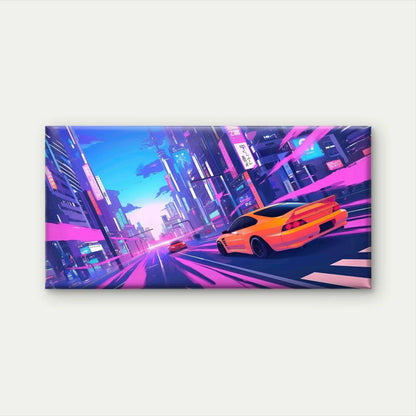 Cyberpunk Synthwave-Style City Wall Art Canvas Office Home Room Framed 120x60cm
