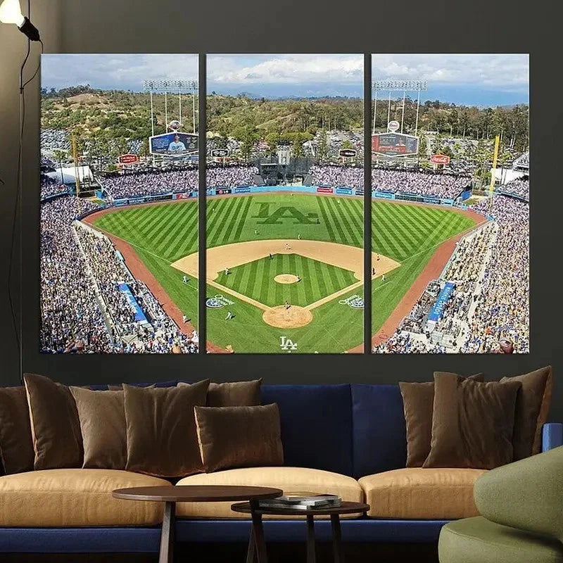 3pcs Baseball Stadium LA Stadium Print Metal Print Ready to Hang Art - Bella Home Decor
