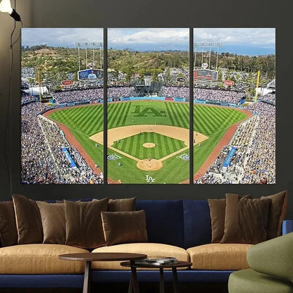3pcs Baseball Stadium LA Stadium Print Metal Print Ready to Hang Art - Bella Home Decor