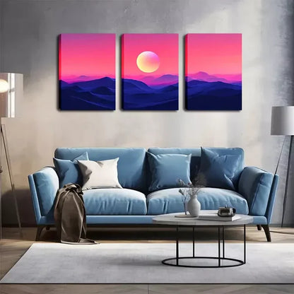 3pcs Attractive Decorations, Bright Moon Wall Art Set Canvas Framed 60x90cm - High Quality Print 100% Australian Made Wall Canvas Ready to Hang - Bella Home Decor