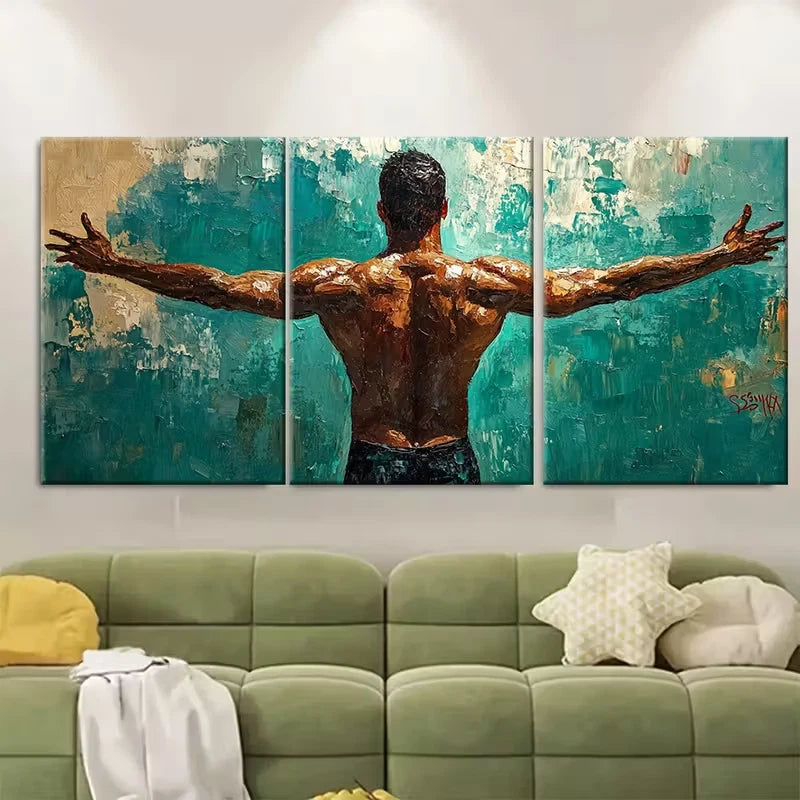 3pcs Male Art Men Body Textured Metal Print Ready to Hang Art