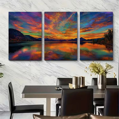 3pcs Fantastic Autumn Sunset Metal Print Ready to Hang Art