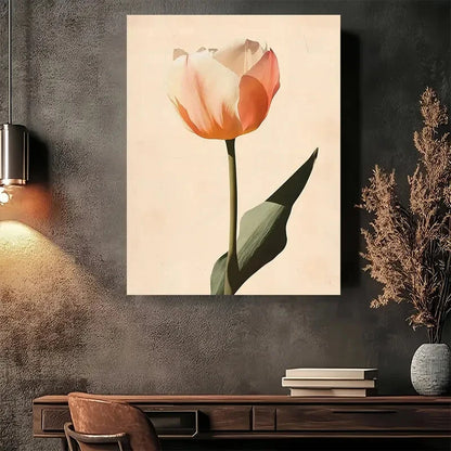 Beautiful Minimalist Tulip Vintage & Modern Painting 40x60cm Metal Print Ready to Hang - Bella Home Decor