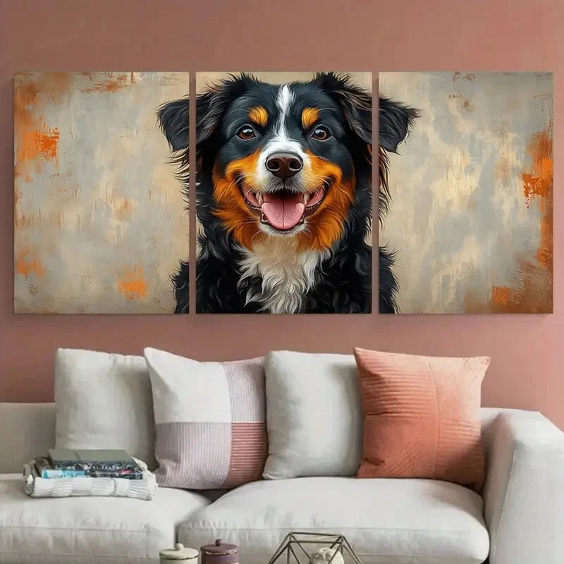 3pcs Australian Shepherd Dog Illustration Metal Print Ready to Hang Art - Bella Home Decor