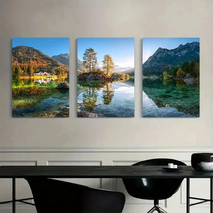 3pcs Lake Hintersee Sunrise Photography Metal Print Ready to Hang Art