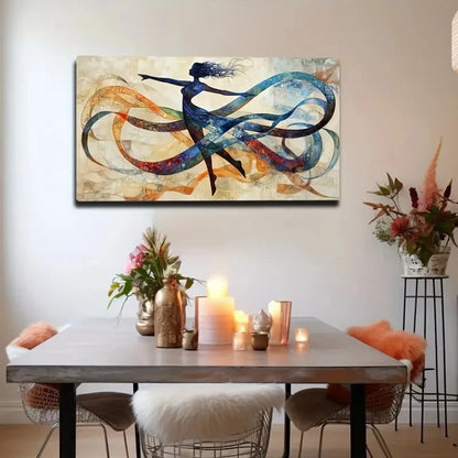 Colorful Ribbon Dancing People Wall Art Canvas Office Home Room Framed 120x60cm
