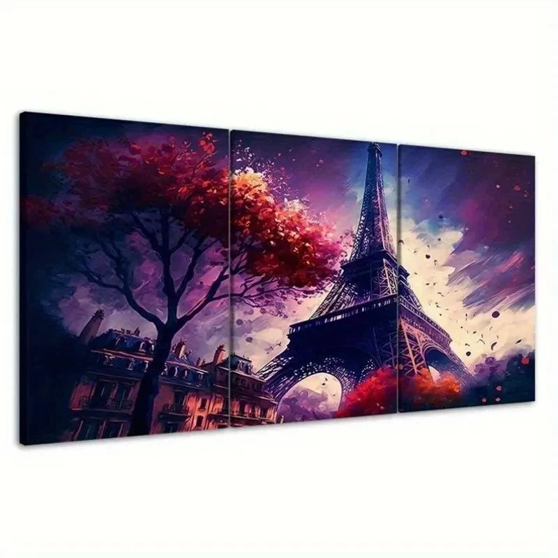3pcs Abstract Paris Eiffel Tower  APET  Wall Art Canvas  Framed 60x90cm - High Quality Print 100% Australian Made Wall Canvas Ready to Hang - Bella Home Decor
