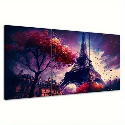 3pcs Abstract Paris Eiffel Tower  APET  Wall Art Canvas  Framed 60x90cm - High Quality Print 100% Australian Made Wall Canvas Ready to Hang - Bella Home Decor