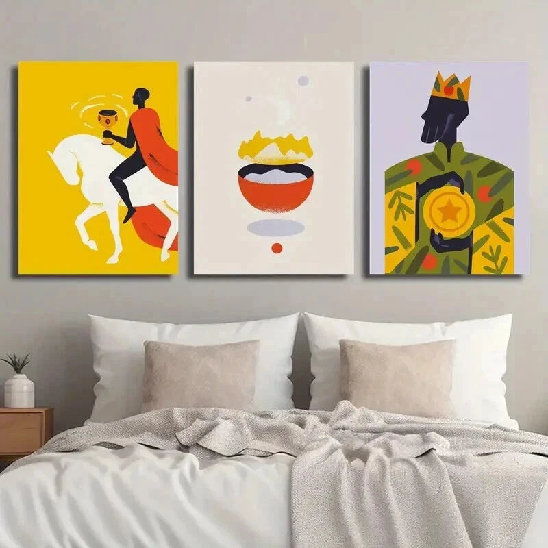3pcs Crowned King with Star Medallion Perfect Wall Art Set Canvas Framed 60x90cm - High Quality Print 100% Australian Made Wall Canvas Ready to Hang - Bella Home Decor