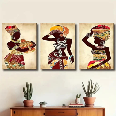 3pcs Colorful Abstract Women Beauty Wall Art Set Canvas Unframed - High Quality Print 100% Australian Made Wall Canvas - Bella Home Decor