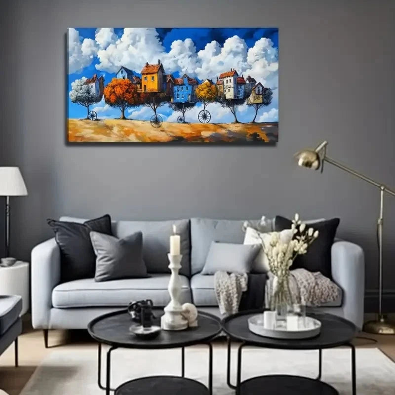 Tree House Painting Wall Art Canvas Office Home Room Framed 120x60cm
