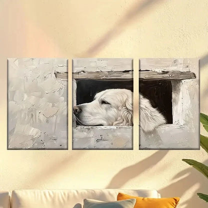 3pcs dog in the hole Wall Art Set Canvas Framed 40x60cm - High Quality Print 100% Australian Made Wall Canvas Ready to Hang - Bella Home Decor