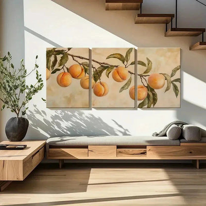 3pcs Artistic Peach Branch Painting Botanical Art Metal Print Ready to Hang Art