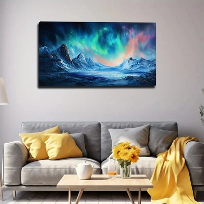 Vibrant Northern Lights Wall Art Canvas Office Home Room Framed 120x60cm