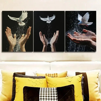 3pcs Pigeon on Hand Design Wall Art Set Canvas Unframed - High Quality Print 100% Australian Made Wall Canvas