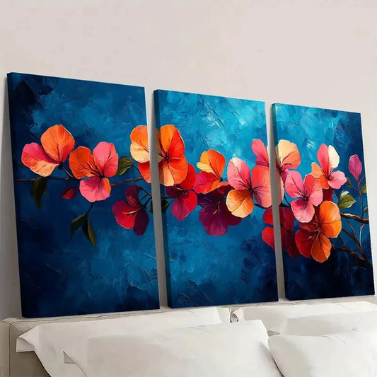 3pcs Vibrant Flora Bougainvilleal FE Wall Art Set Canvas FrMamed 40x60cm - High Quality Print 100% Australian Made Wall Canvas Ready to Hang