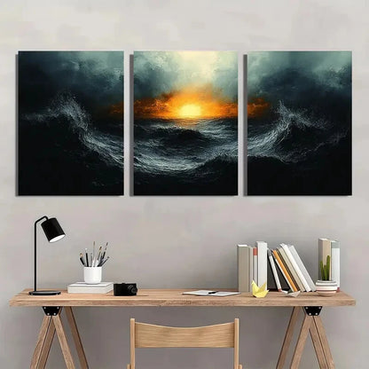 3pcs Black and White Minimalist Abstract Metal Print Ready to Hang Art