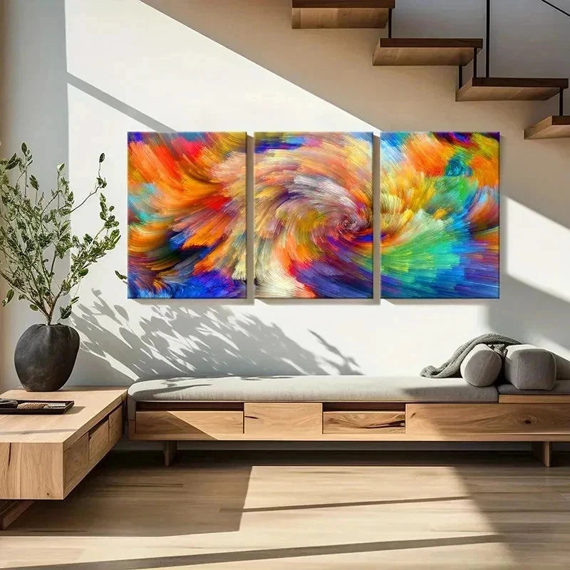 3pcs Multicolor Abstract Decorative Painting Wall Art Set Canvas Framed 60x90cm - High Quality Print 100% Australian Made Wall Canvas Ready to Hang