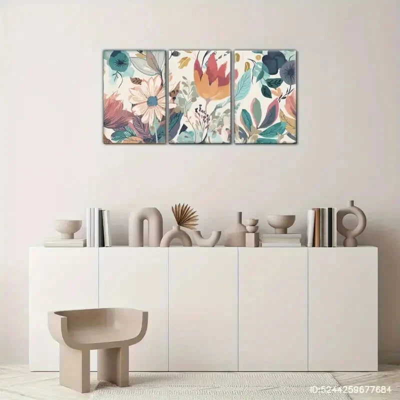 3pcs Visual Interpretation Botanical Art Poster Metal Print Ready to Hang Art